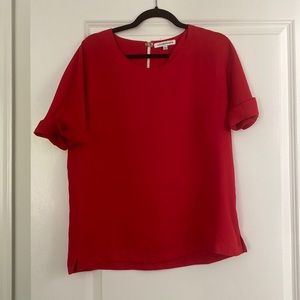 Red cuffed sleeve blouse
